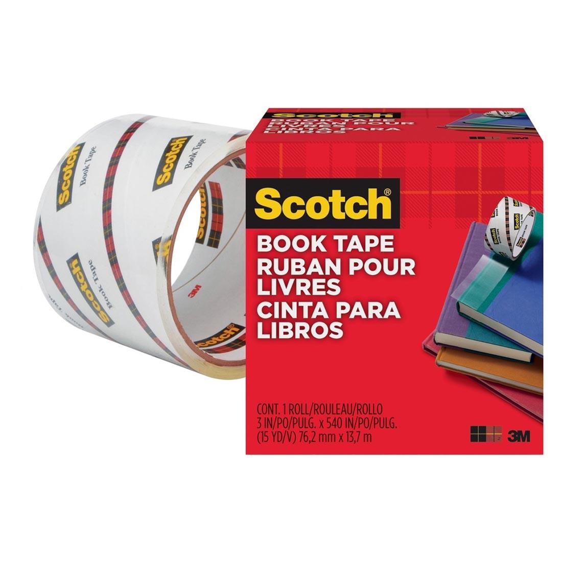 Scotch Book Tape, 3 Core, 4 x 15 yds, Clear