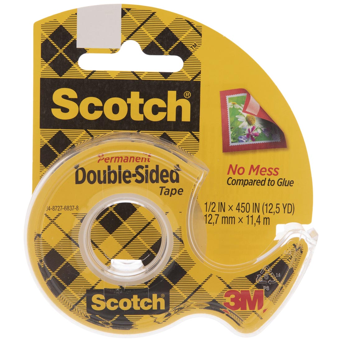 Scotch #665 Double Sided Permanent Tape dispenser pack, 1/2 x 450" roll
