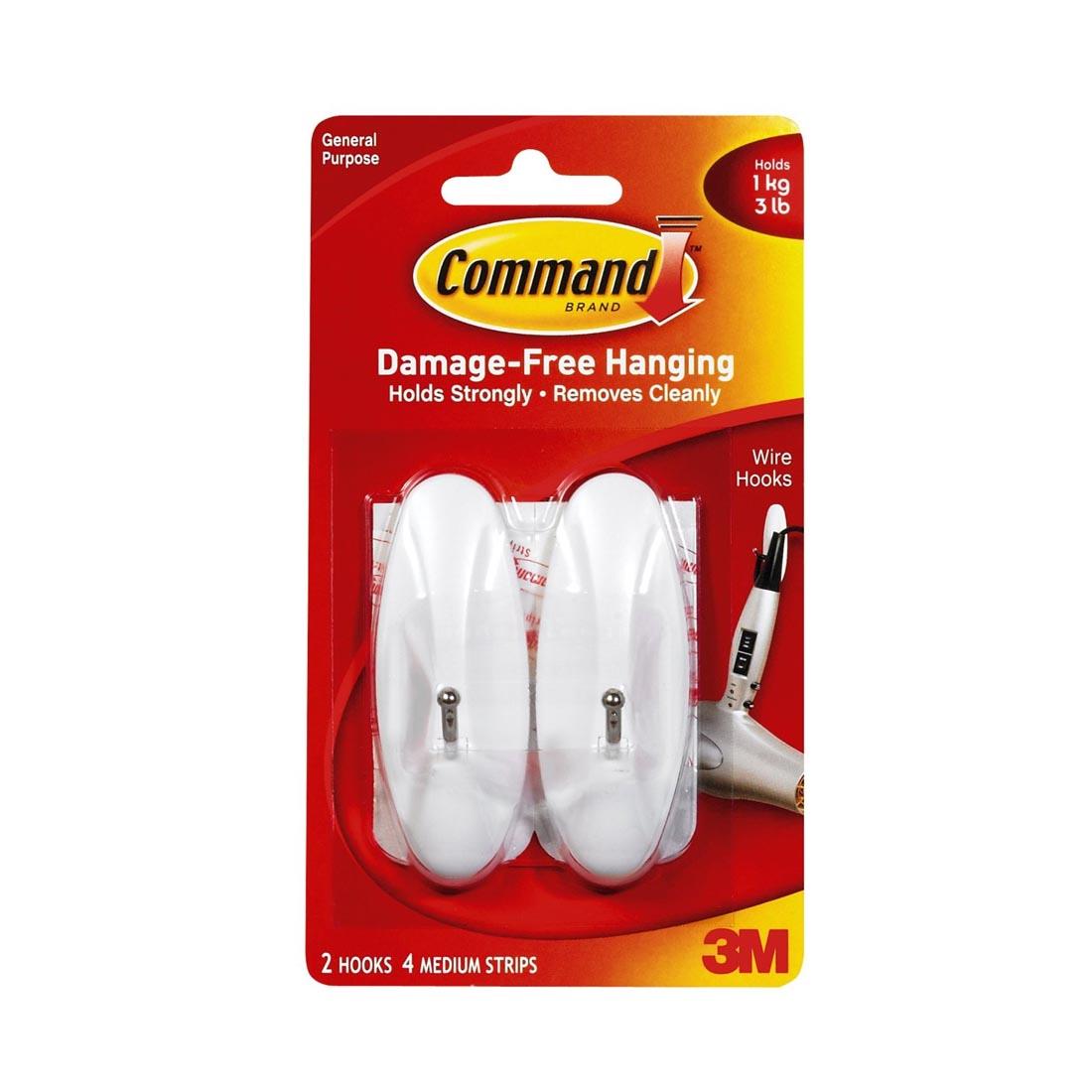 Command Wire Hooks, Medium, 2-count package