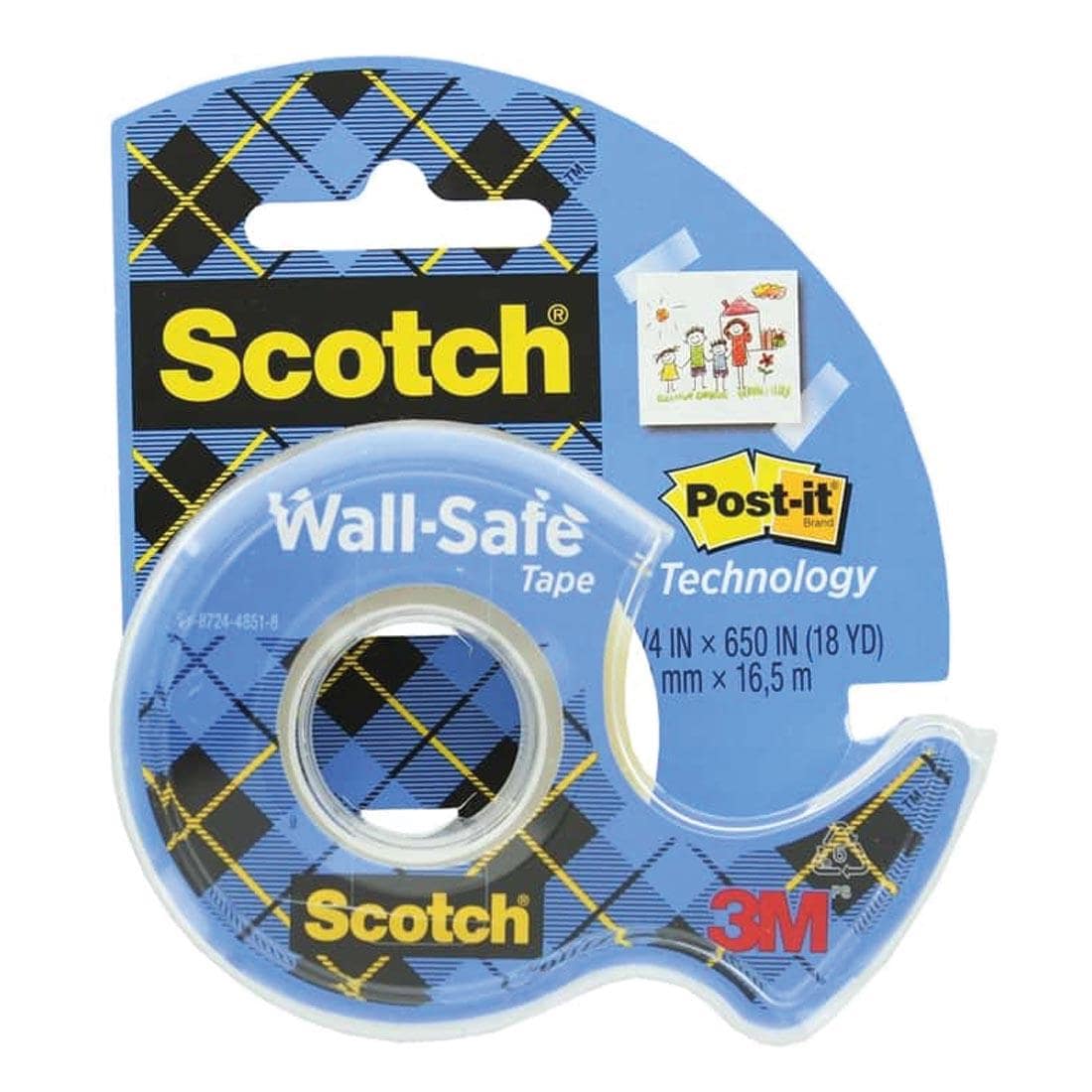 Scotch Wall-Safe Tape dispenser pack, 1/4 x 650" roll