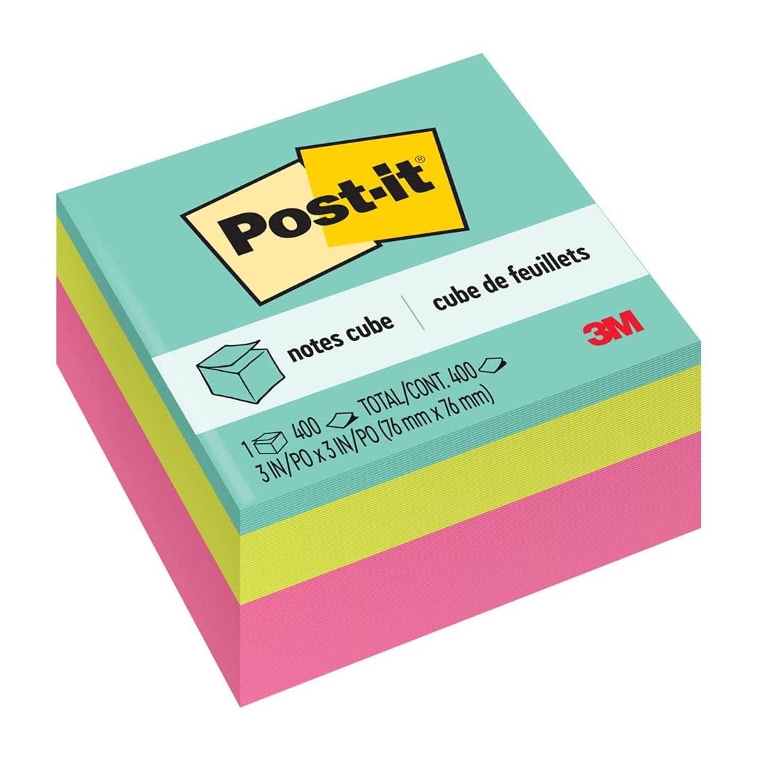 Post-it Notes: 3x3", 400-Sheet Cube, assorted colors