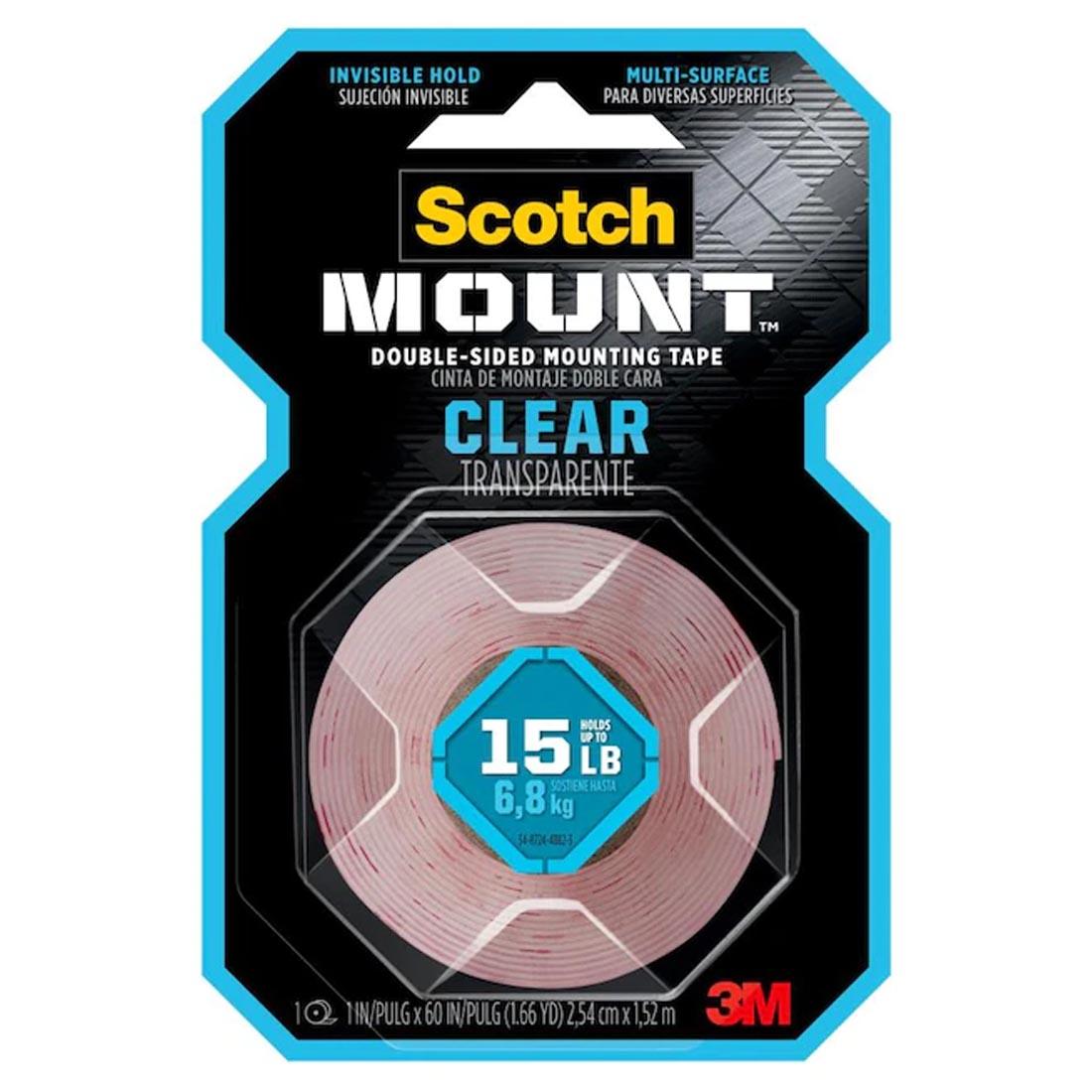 Scotch Permanent Clear Mounting Tape, 1 x 60" roll