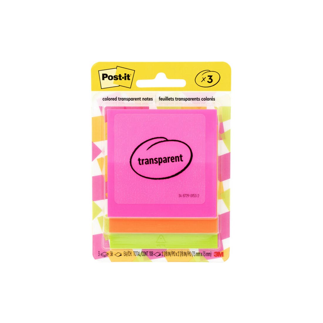 package of Colored Transparent Post-It Notes