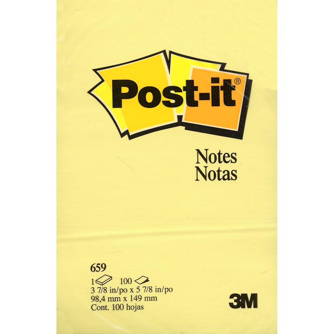 Post-it Notes: 4x6" pad, Canary Yellow