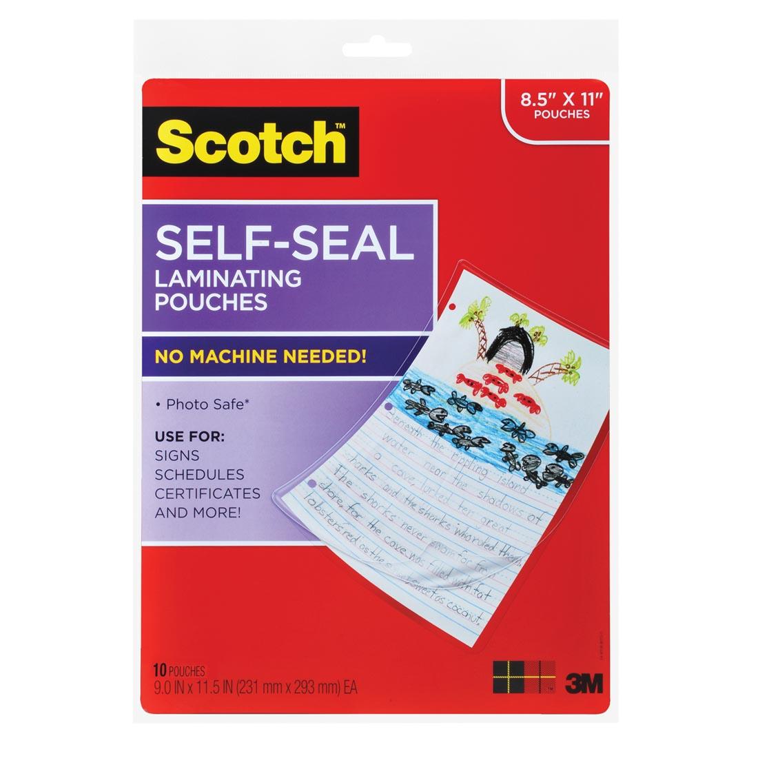 Scotch Self-Sealing Laminating Pouches, full sheets, 10-count package