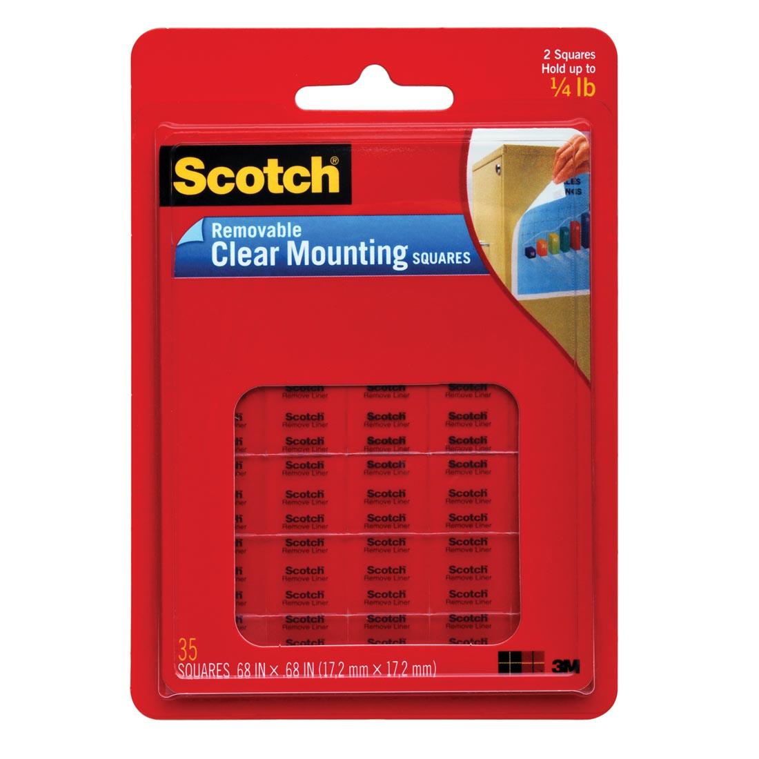 Scotch Clear Removeable Mounting Squares package, 35 squares