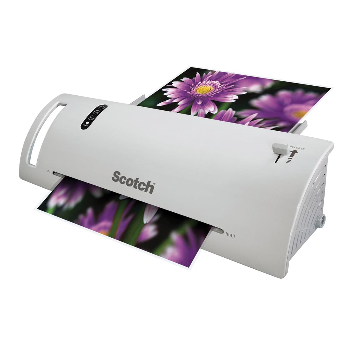 Scotch Thermal Laminator, shown with picture document being laminated