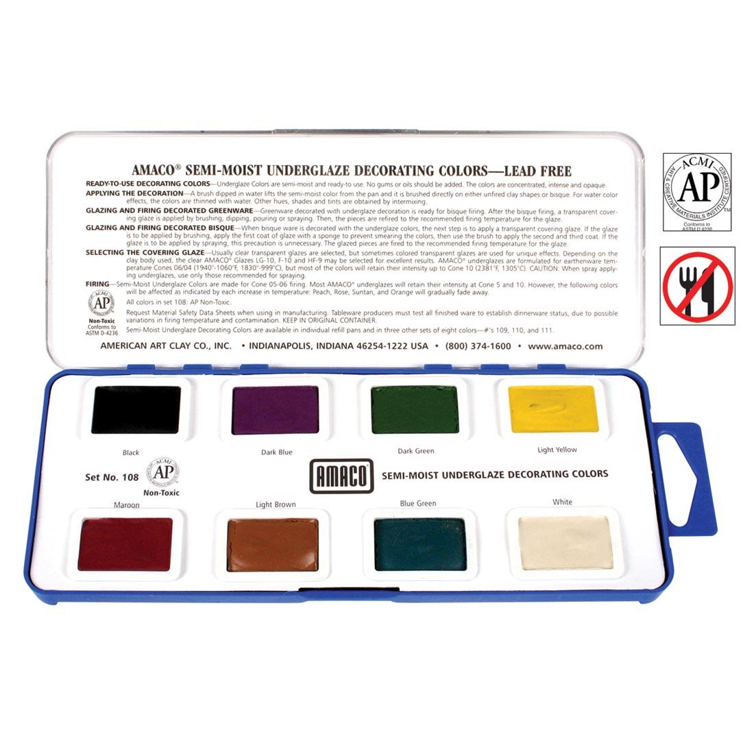 AMACO Semi-Moist Underglaze Decorating Colors Set