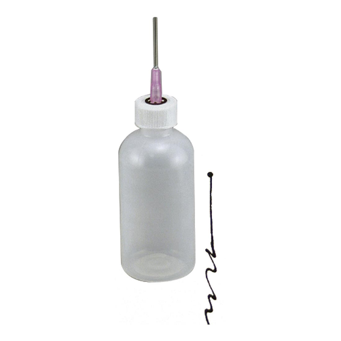 empty glaze applicator bottle with a sample line drawn