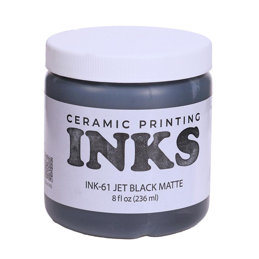 8 oz jar of Jet Black Matte AMACO Ceramic Printing Ink