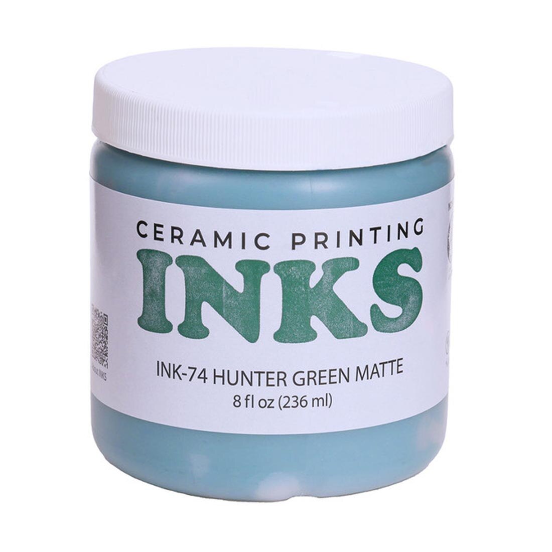 8 oz jar of Hunter Green Matte AMACO Ceramic Printing Ink