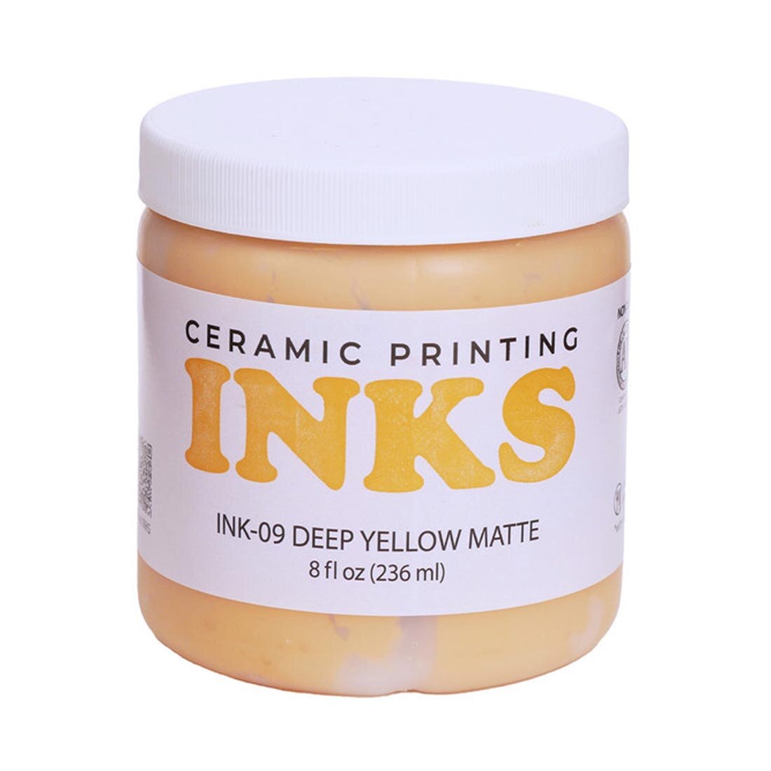 8 oz jar of Deep Yellow Matte AMACO Ceramic Printing Ink