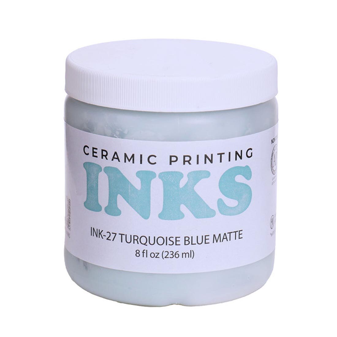 8 oz jar of Turquoise Blue Matte AMACO Ceramic Printing Ink