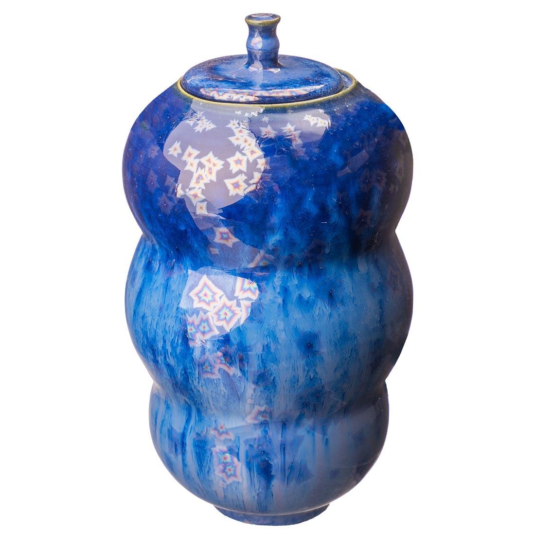 example clay sculpture with Blue Starlight AMACO Cosmos High Fire Glaze applied