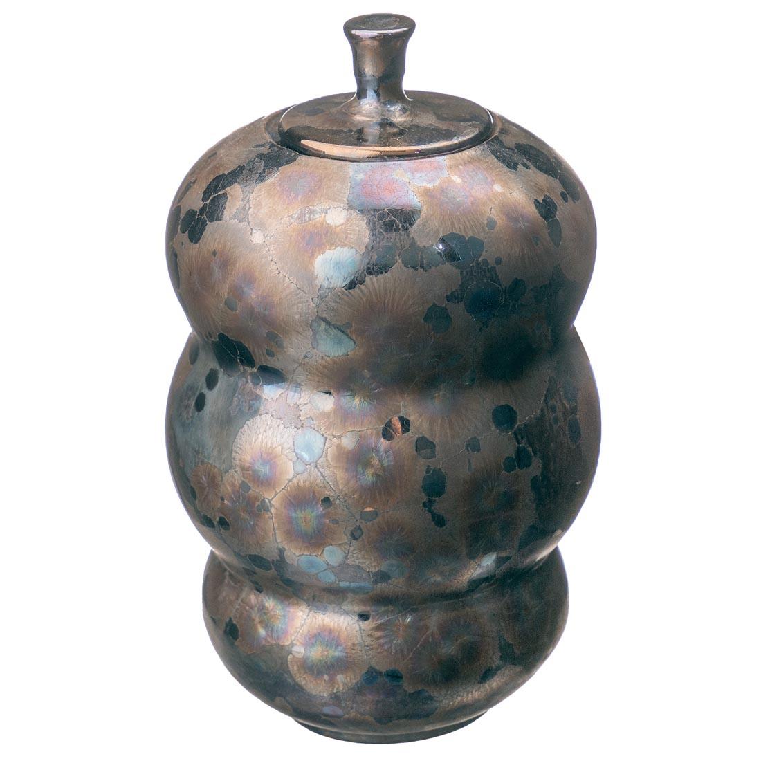 example clay sculpture with Event Horizon AMACO Cosmos High Fire Glaze applied