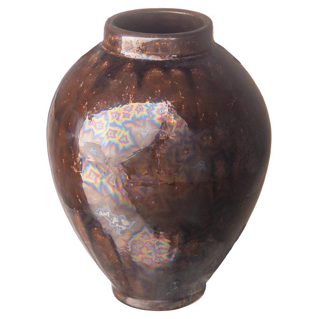 example clay sculpture with Dark Matter AMACO Cosmos High Fire Glaze applied