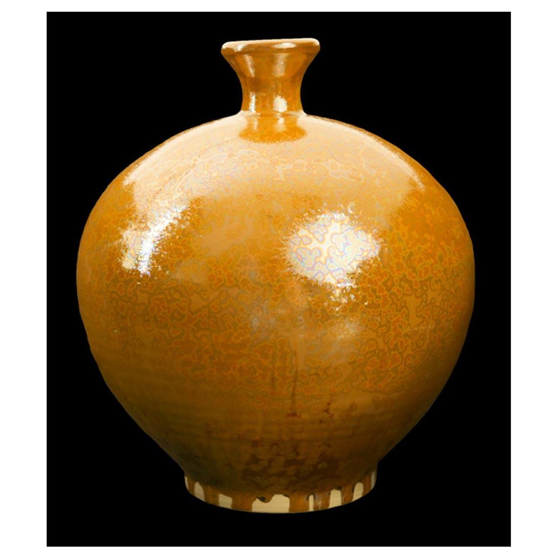 example clay vase with Solar Flare AMACO Cosmos High Fire Glaze applied