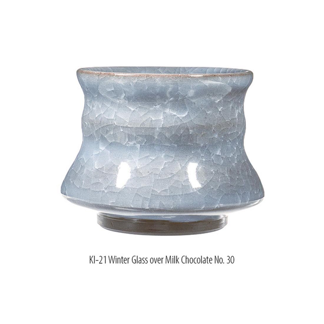 example clay sculpture with AMACO Kiln Ice High Fire Glaze applied plus text KI-21 Winter Glass over Milk Chocolate No. 30