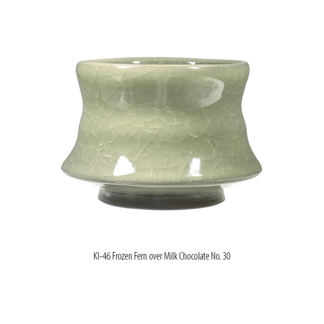 example clay sculpture with AMACO Kiln Ice High Fire Glaze applied plus text KI-46 Frozen Fern over Milk Chocolate No. 30