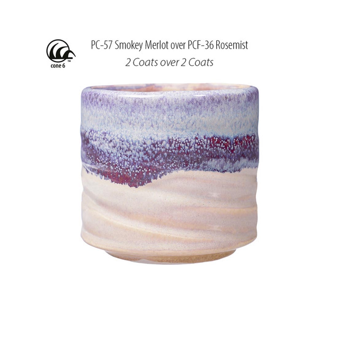 example clay sculpture with AMACO Potter's Choice Flux High Fire Glaze applied plus text PC-57 Smokey Merlot over PCF-36 Rosemist; 2 coats over 2 coats; cone 6