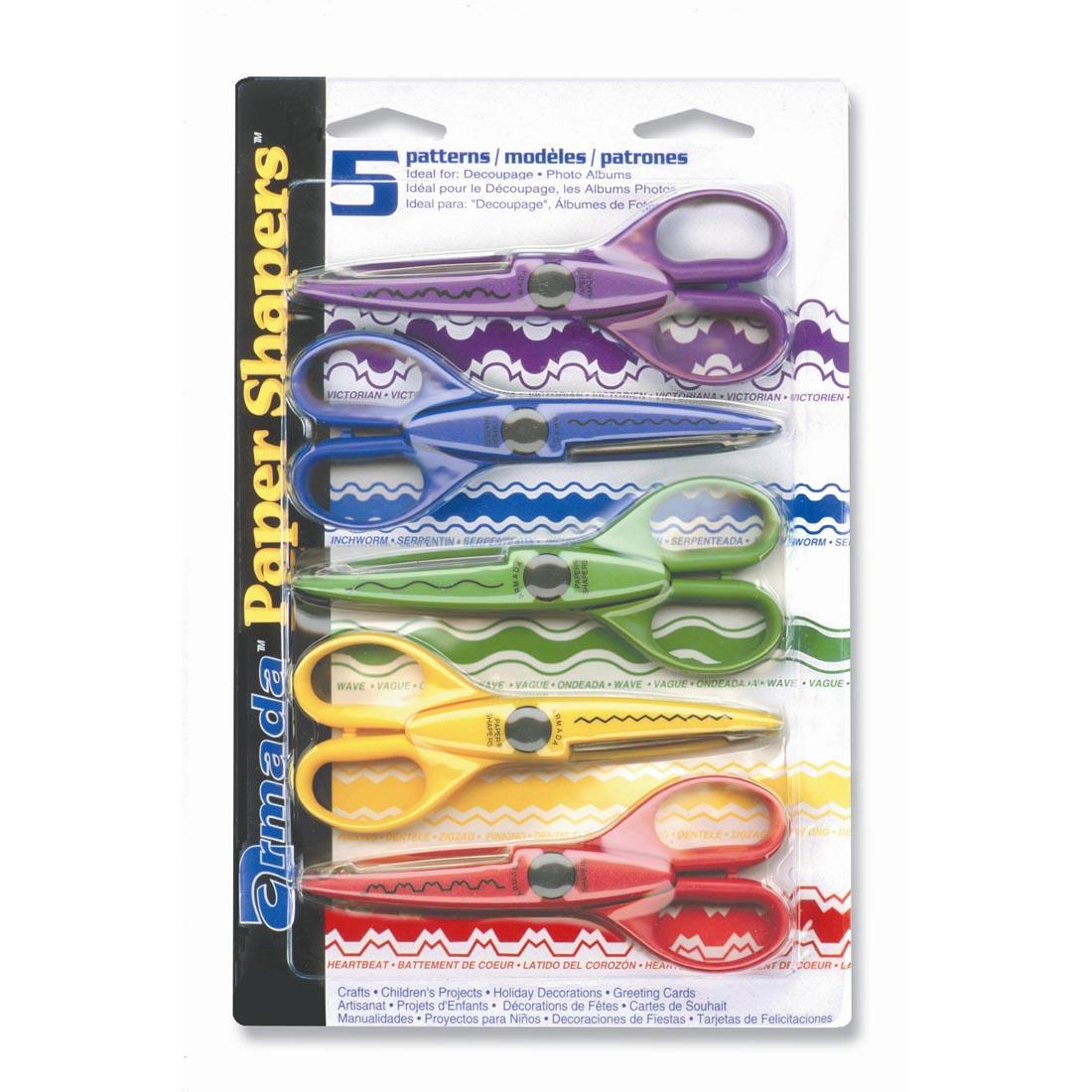 Package of 5 Paper Shapers patterned scissors