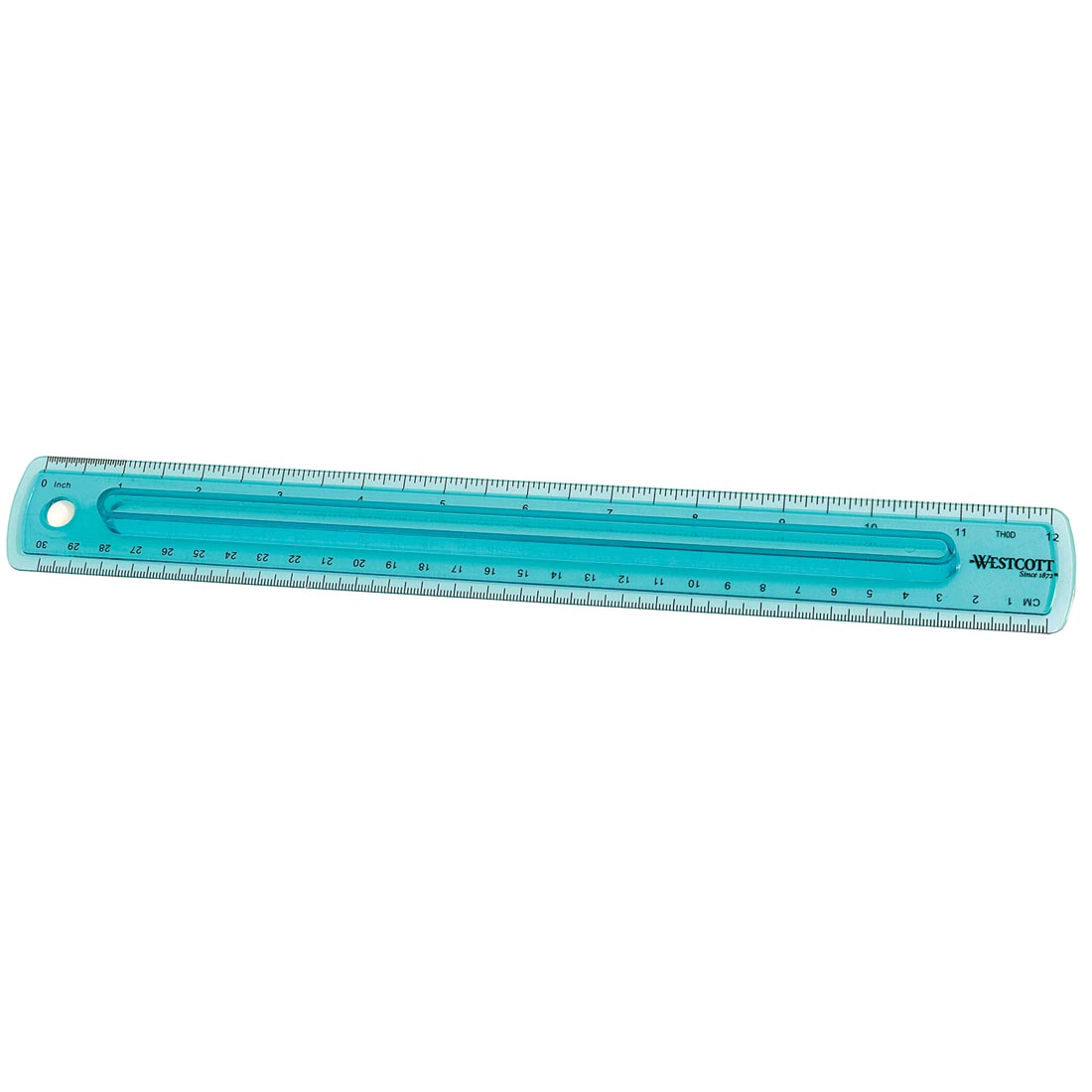 12" ruler with a raised area in the middle for gripping