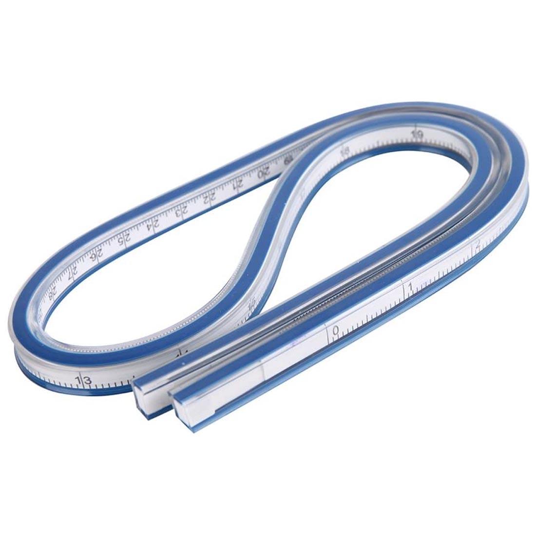 blue and white flexible curve ruler