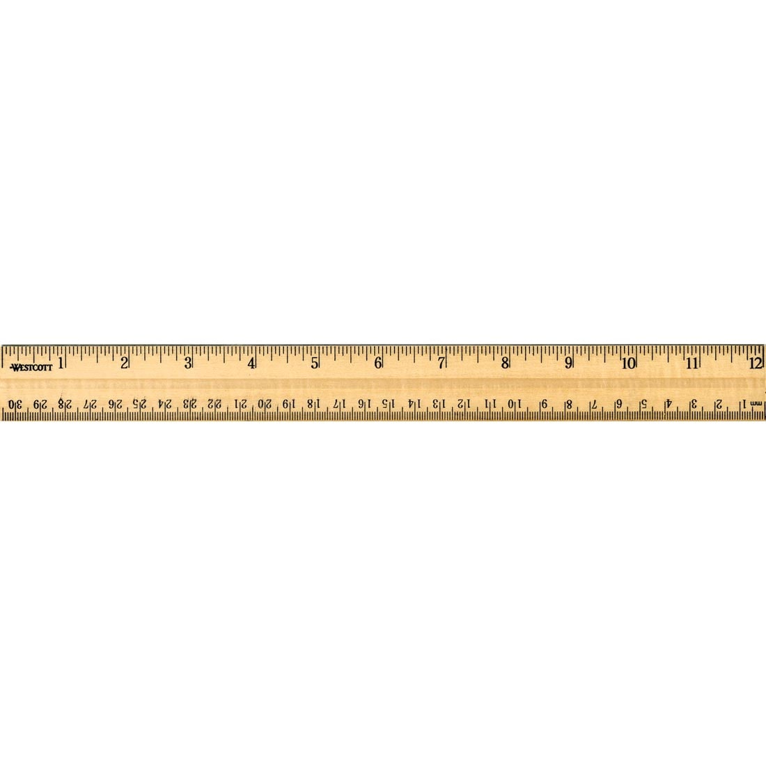 Westcott 12 Wood Ruler Measuring Metric and 1/16 Scale With Single