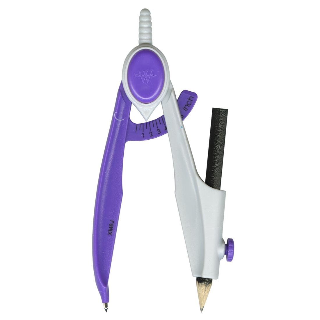 purple and grey compass with a compass pencil