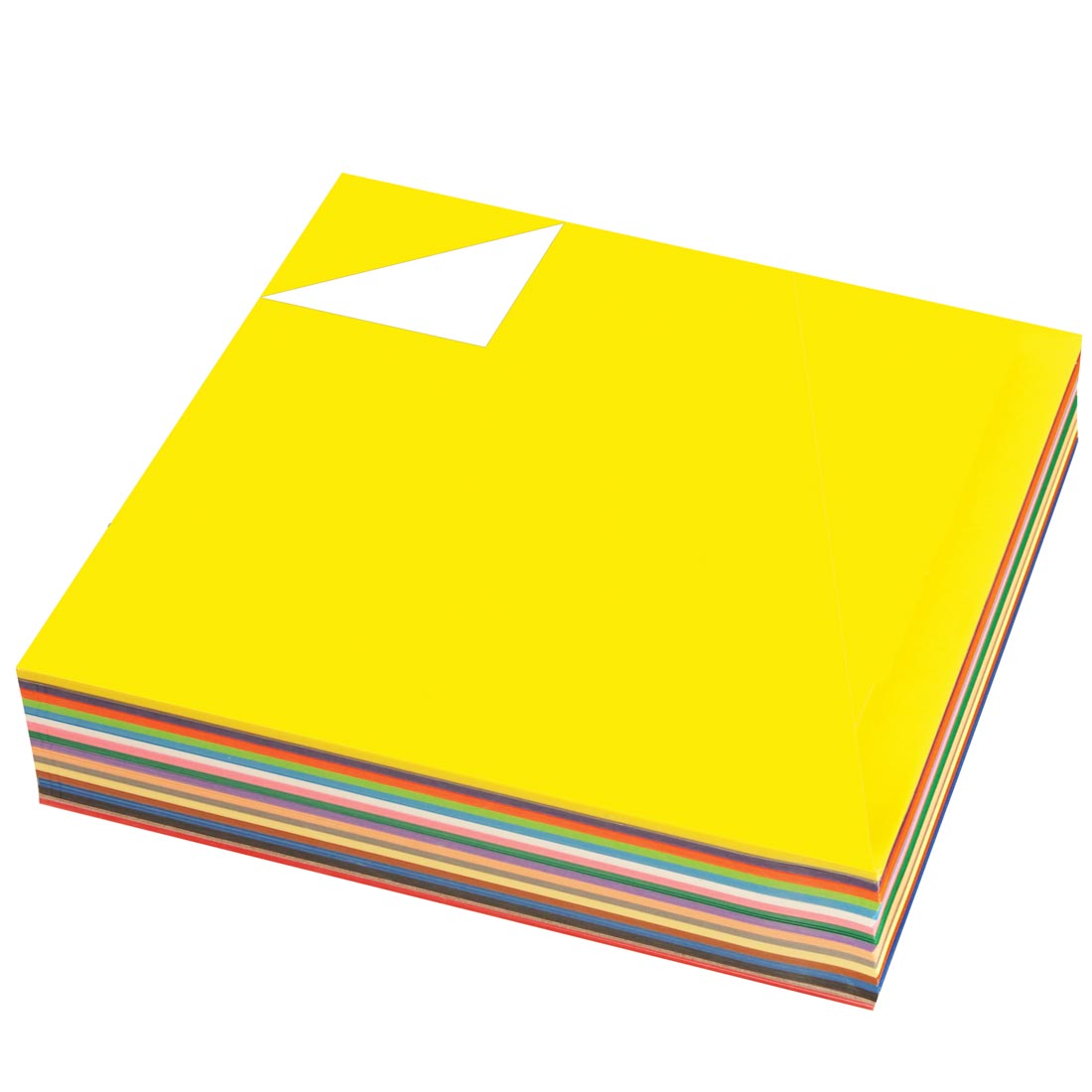 stack of vibrantly colored Origami Paper, white on the back