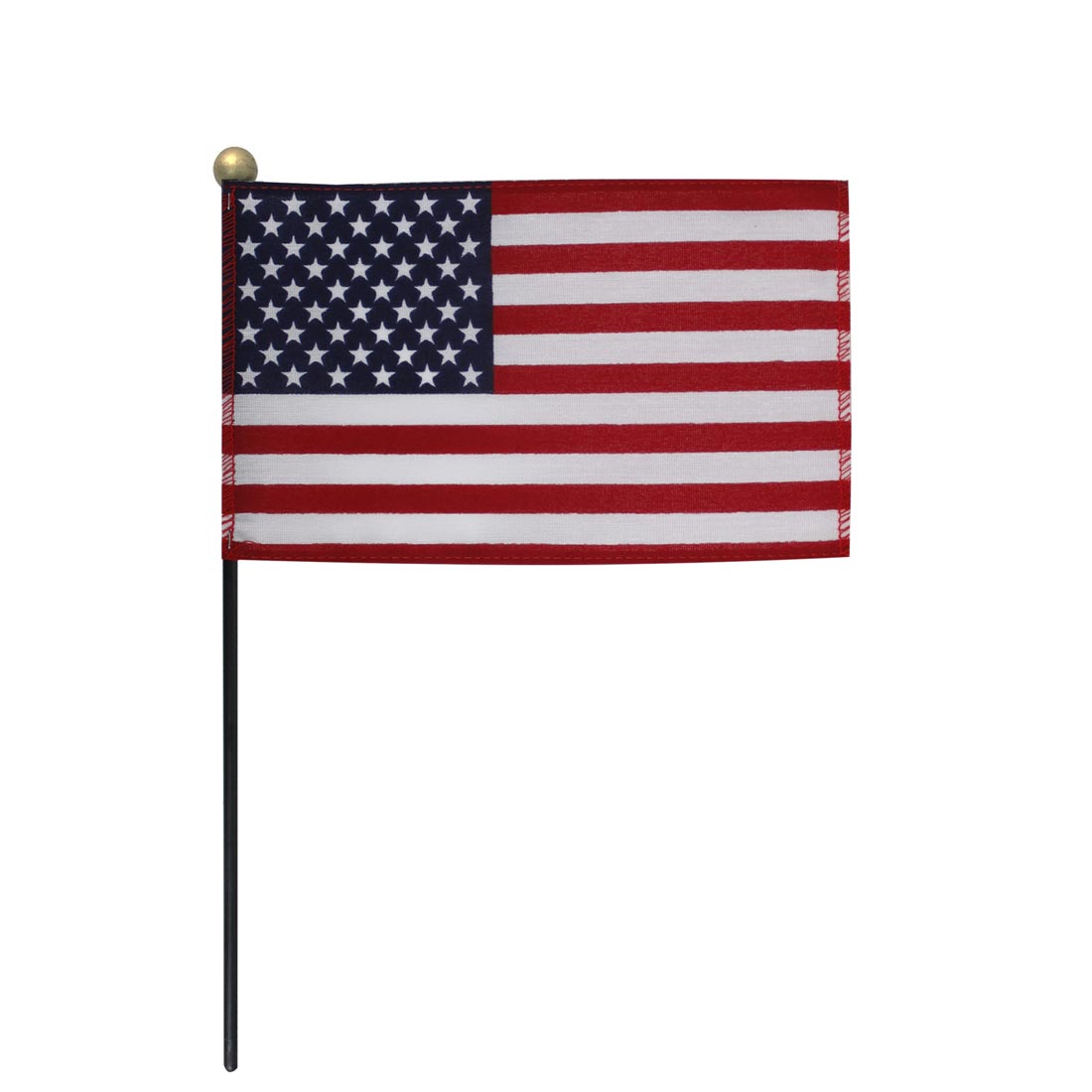 United States of America Flag on a black staff with gold ball