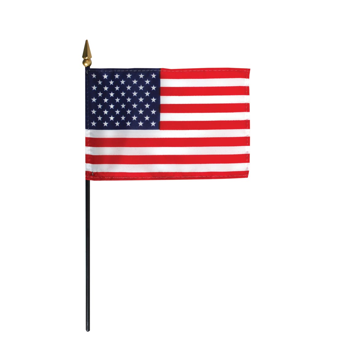 United States of America Flag on a black staff with gold spearhead