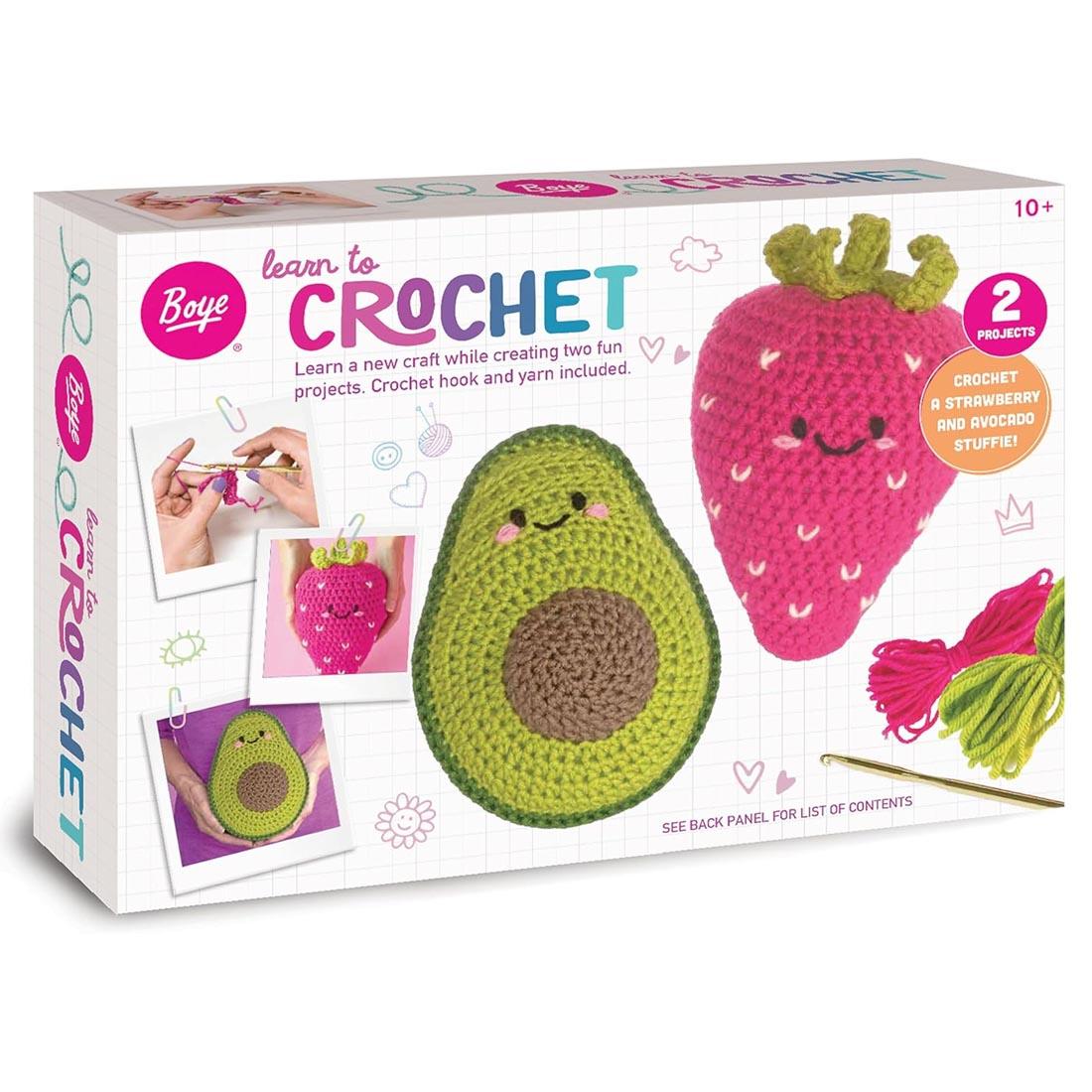 Learn To Crochet Avocado and Strawberry Kit
