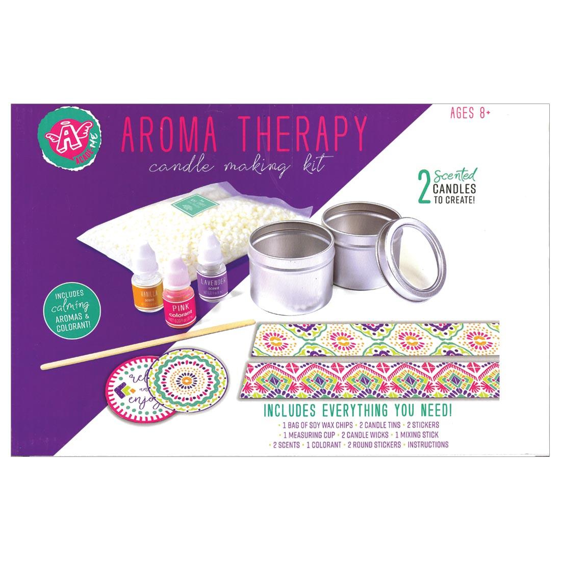 back of package of Aroma Therapy Candle Making Kit by Anker Art
