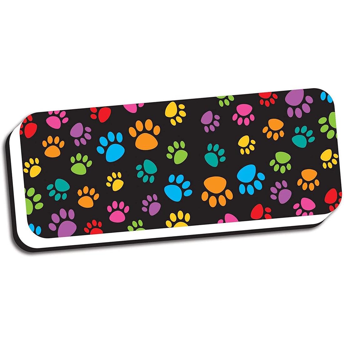Magnetic Whiteboard Eraser with colorful paw prints by Ashley