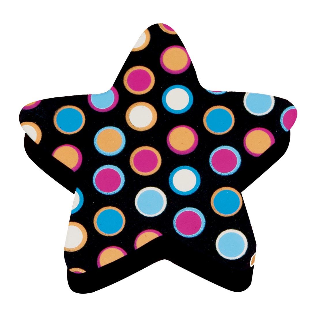 star-shaped magnetic whiteboard eraser with colorful polka-dots