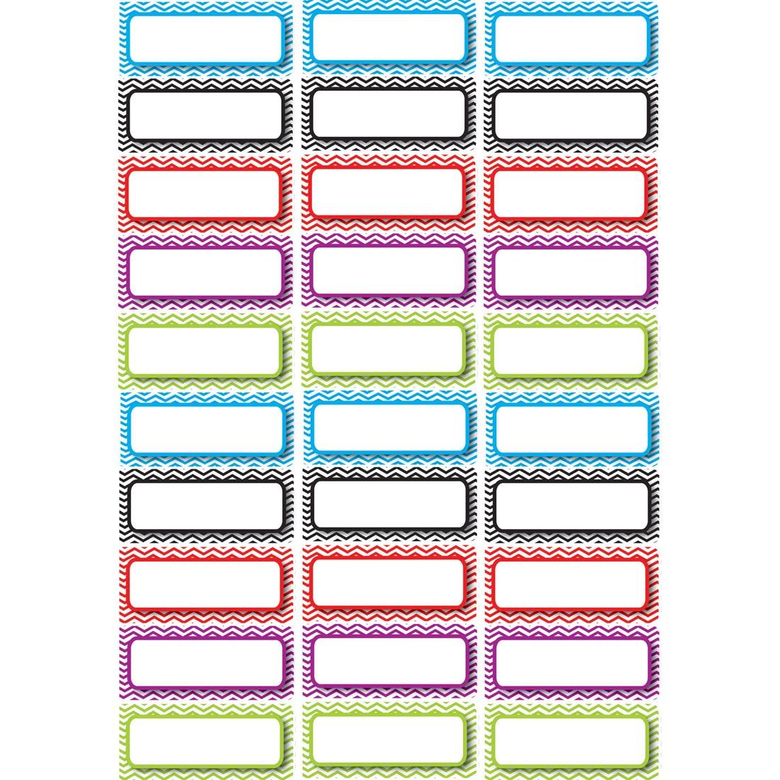 magnetic sheet of mini labels with colorful chevron borders