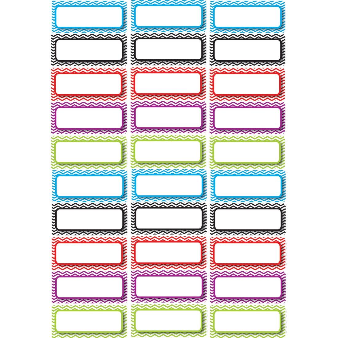 magnetic sheet of mini labels with colorful chevron borders