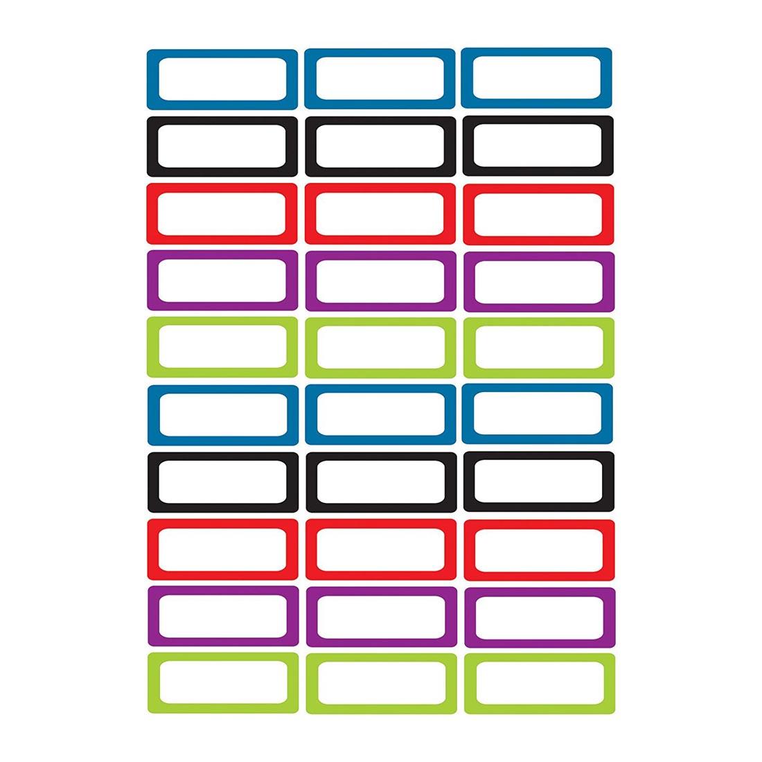 magnetic sheet of mini labels with colorful borders