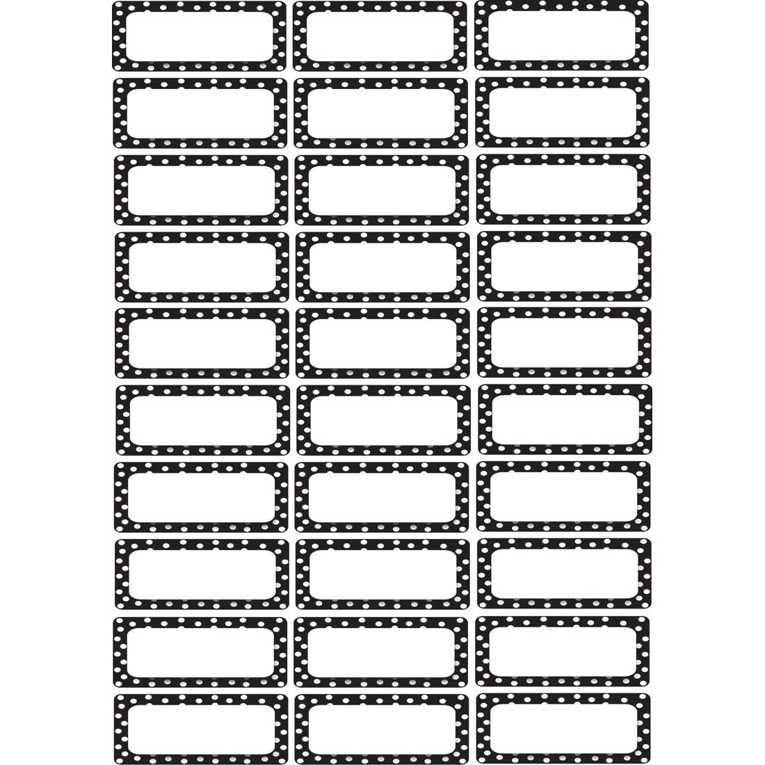 sheet of Small Magnetic Labels with Black & White Dots