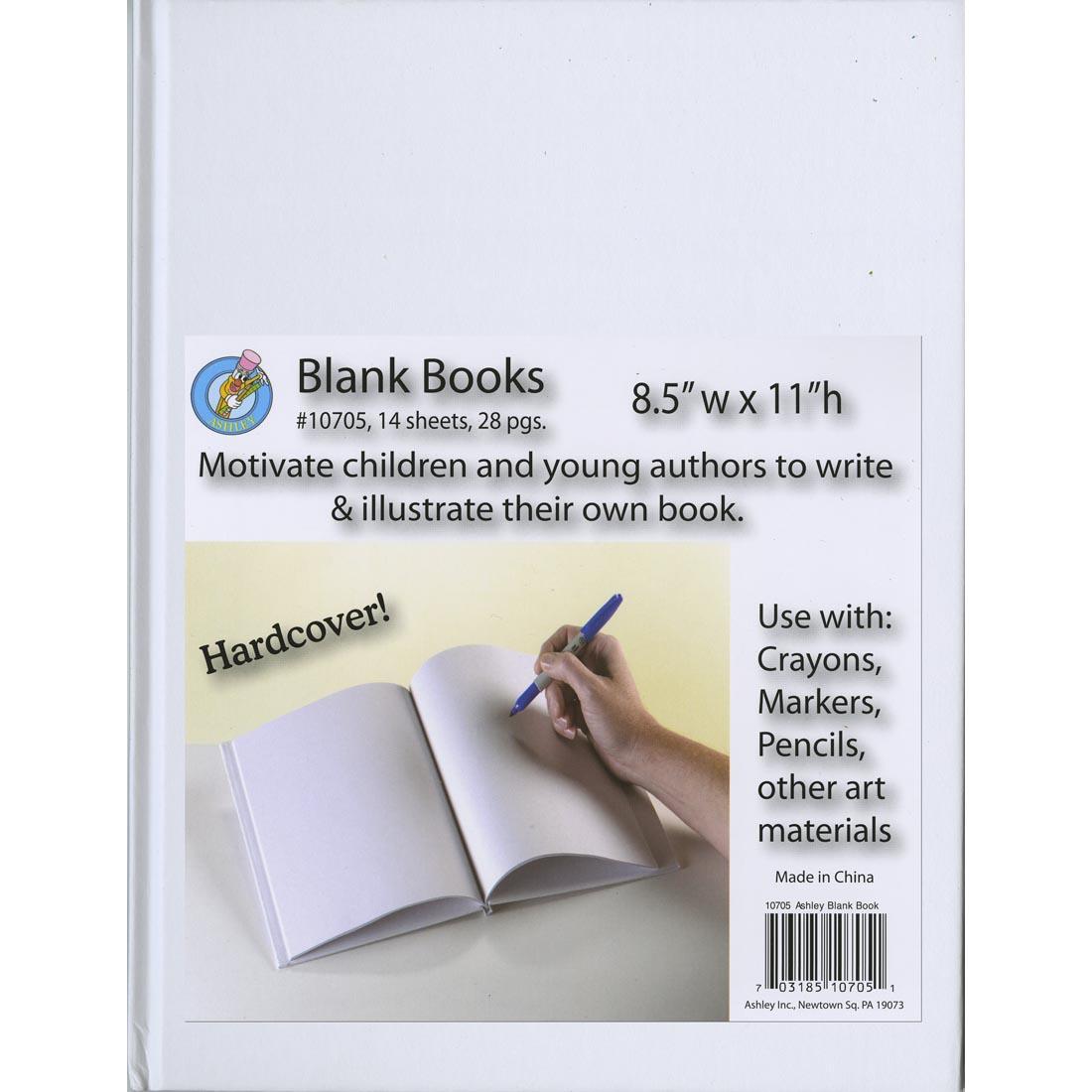 Ashley Portrait Hardcover Blank Pages Book, White