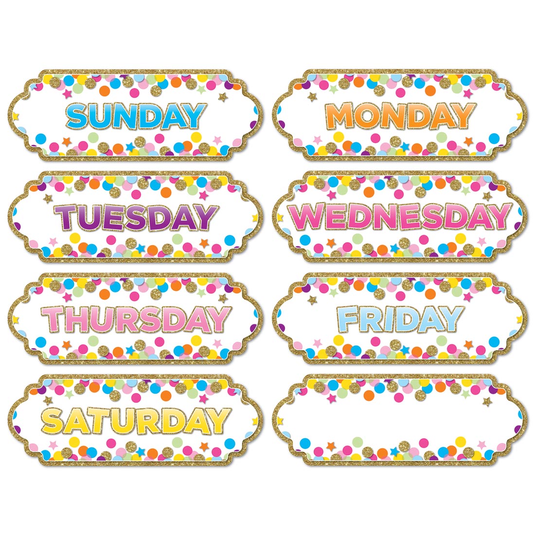 Confetti Days Of The Week Magnetic Labels By Ashley