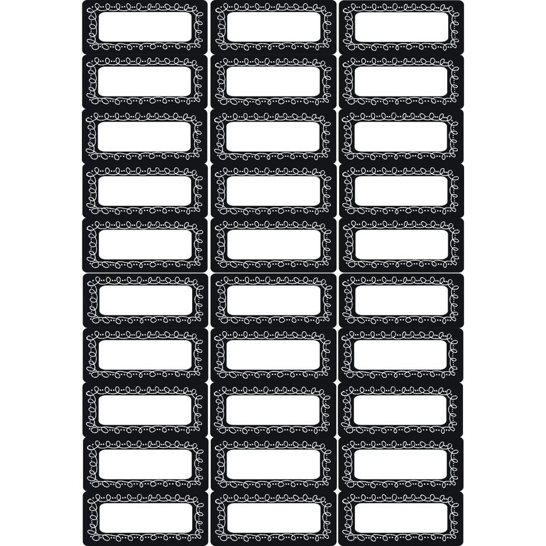 magnetic sheet of mini labels with black border and chalk-drawn loops