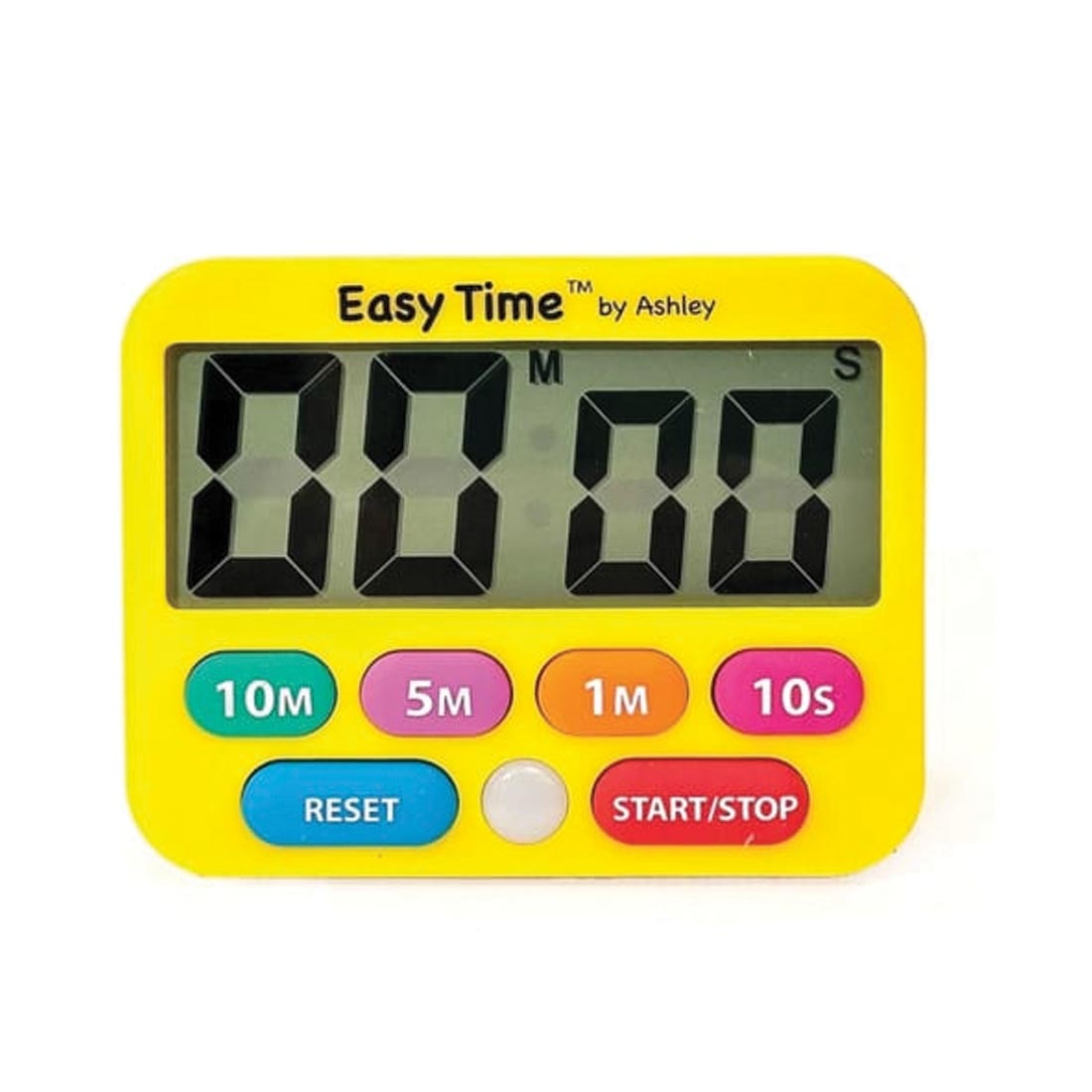 digital timer with buttons for ten, five, one minutes, ten seconds, plus start/stop and reset