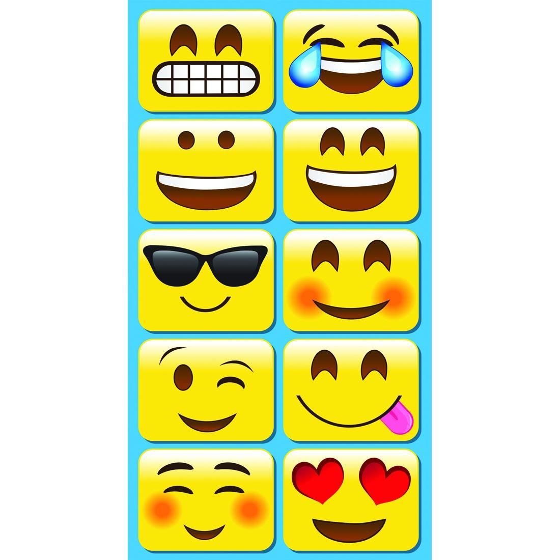 10 rectangular mini whiteboard erasers with emoji faces