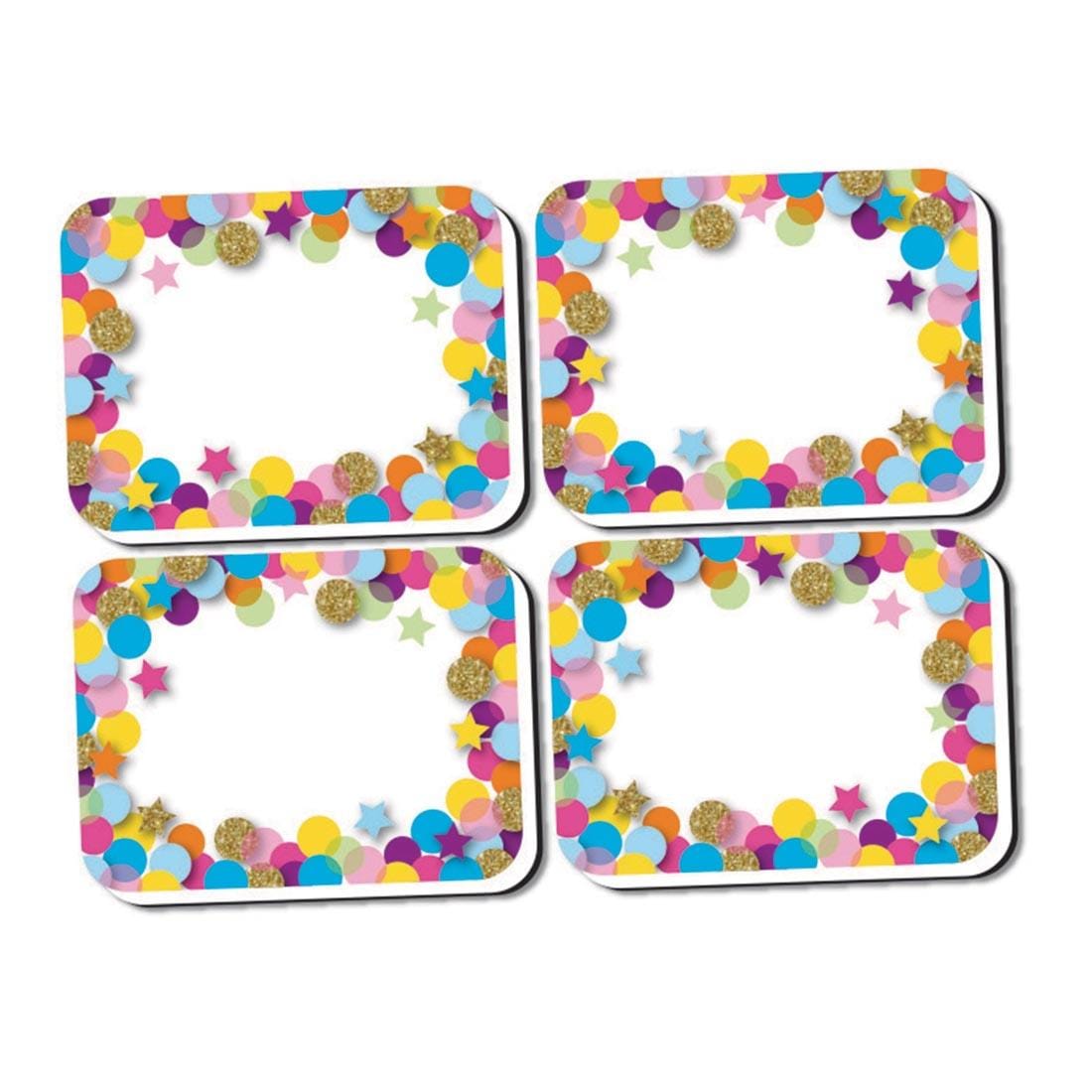 four white Whiteboard Erasers with colorful dots and stars