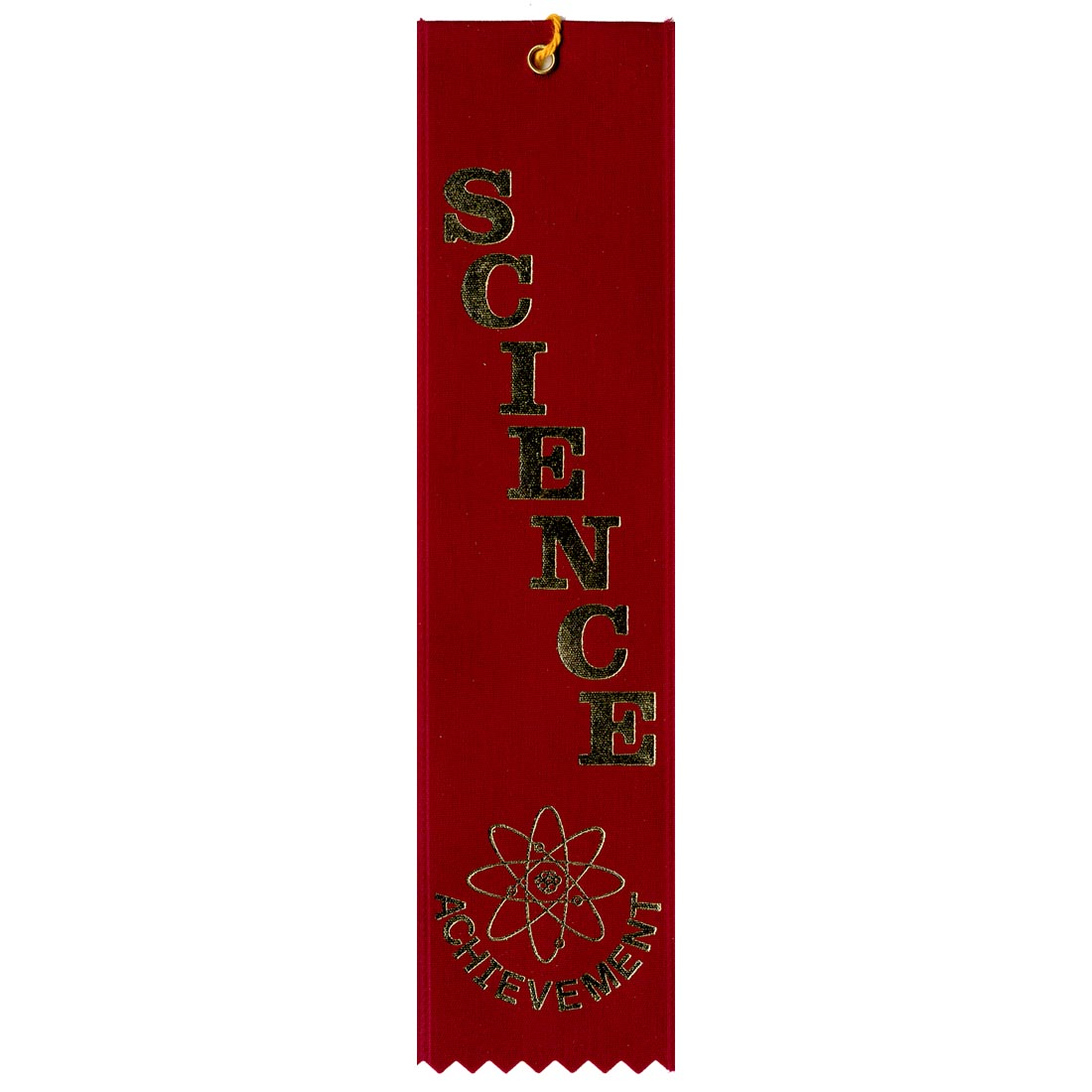 Red Science Achievement Ribbon with a string for hanging