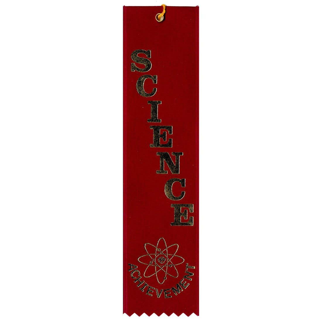 Red Science Achievement Ribbon with a string for hanging