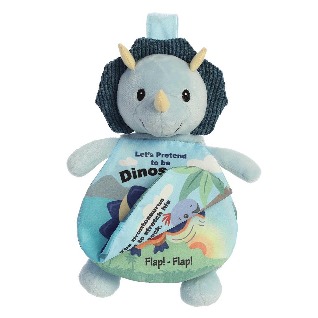 Aurora Plush Let's Pretend To Be Dinosaurs Story Pal Book with a page flipped up