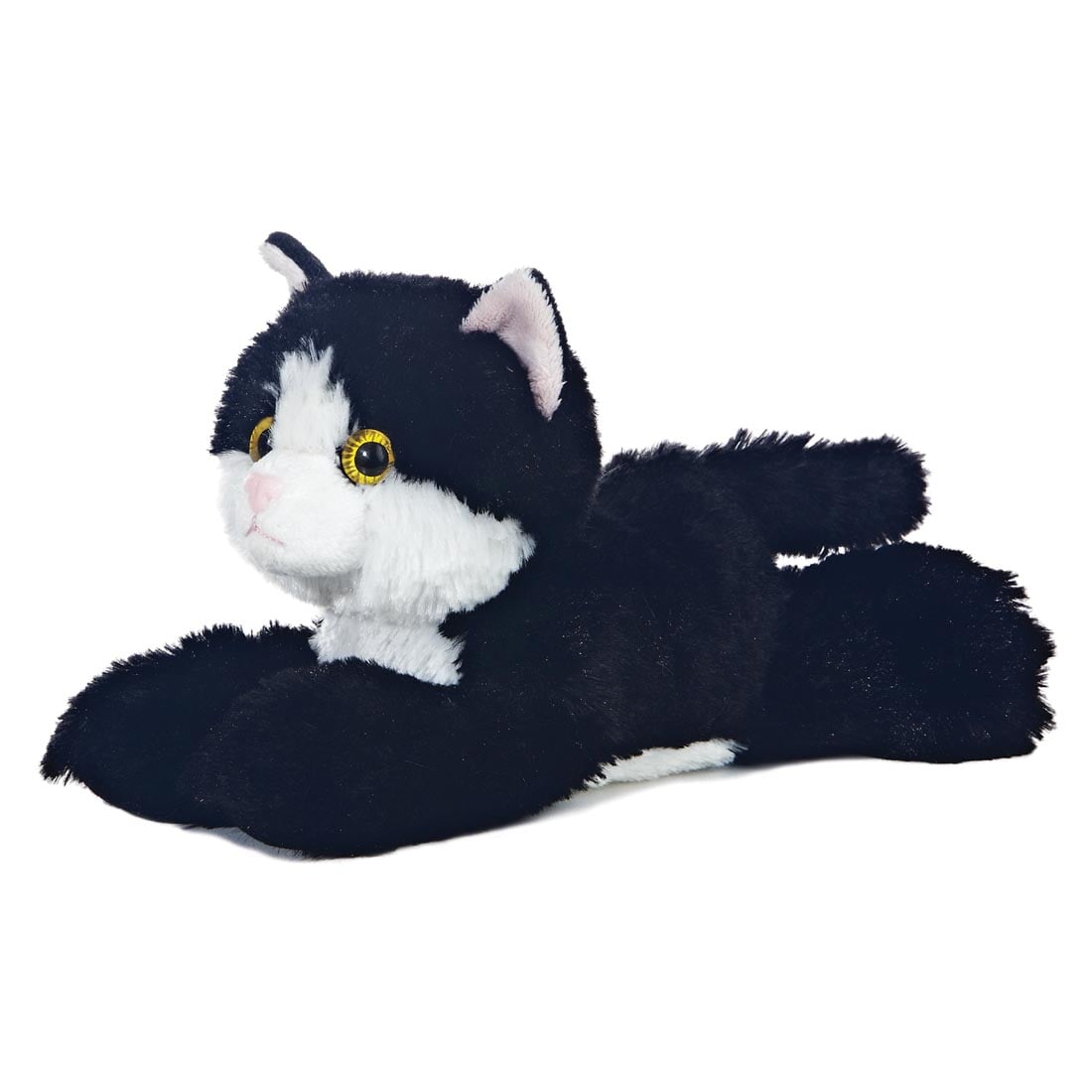 stuffed animal black and white cat